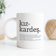 Hediyesepeti Kız Kardeş Kelime Anlamlı Baskılı Kupa Bardak Kahve Beyaz