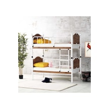 Argimo İnci Baby Çocuk Odası Ahşap Başlık Metal Ranza Ve Karyola Ceviz 90 x 200 CM