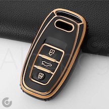 Audi A1 A3 A4 A5 A6 A7 A8 Q3 Q5 Q7 S4 S5 S6 S7 S8 R8 Tt Gold Kenar Tpu Anahtar Kılıfı Siyah Gold