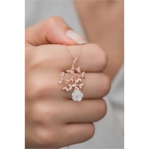 925 Ayar Gümüş Filizlenmiş Manolya Çiçeği Kolye Rose Gold