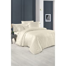 Sarev Monochrome Ekru %100 Pamuk Saten King Size Nevresim Takımı Ekru