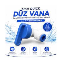 Ortimax Su Arıtma Cihazı 6 Mm Quick Düz Vana 1/4 Hortum Açma Kapama Vanası -