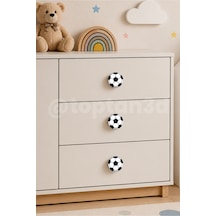 6 Adet - Futbol Topu Dolap Kulpu, Mobilya Kulbu - Çocuk Oda Aksesuarı, Futbol Topu Kulp Kulp Vidası Dahildir Sarı