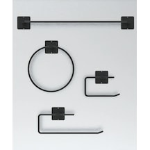 Yapışkanlı 4 Lü Set Uzun Havluluk Yuvarlak Havluluk Wc Kagıdı Askısı Kağıt Havluluk Askısı Siyah