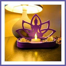 Bezos 3d Baskı Lotus Buda Mumluk - Dekoratif Tealight Mumluk-mor Nıda