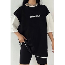 Startmore Çift Renk Minimal Essentıal Baskılı Unisex Tshirt Beyaz