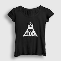 Presmono Kadın Logo Fall Out Boy T-shirt Siyah