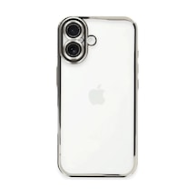 Apple Uyumlu iPhone 16 Plus Uyumlu Kılıf Lensli Silikon - Gümüş
