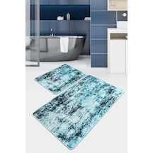 Blue Light Djt 2 Li Set Banyo Halısı Klozet Takımı Paspas Seti Çok Renkli
