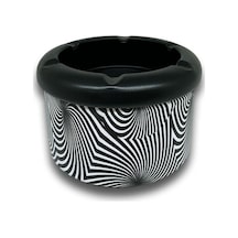 Spiral Desen Metal Mini Sigara Küllüğü Siyah 8cm