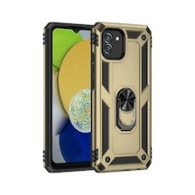 Samsung Galaxy Uyumlu , A03 Kılıf Sofya Yüzüklü Silikon Kapak - Gold
