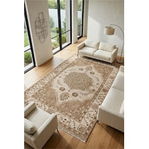 Dekoratif Halı Kaymaz Taban Leke Tutmaz Yıkanabilir Kilim Özel Ölçü Salon Halısı 3027-2