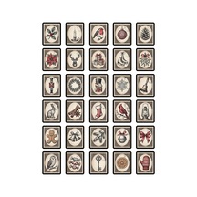 30 Adet Vintage Yılbaşı Posta Pulu Sticker Seti - Planner Ajanda Defter Laptop İçin Çok Renkli