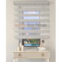 Gri Bambu Etek Dilimsiz Zebra Stor Güneşlik Perde Gri