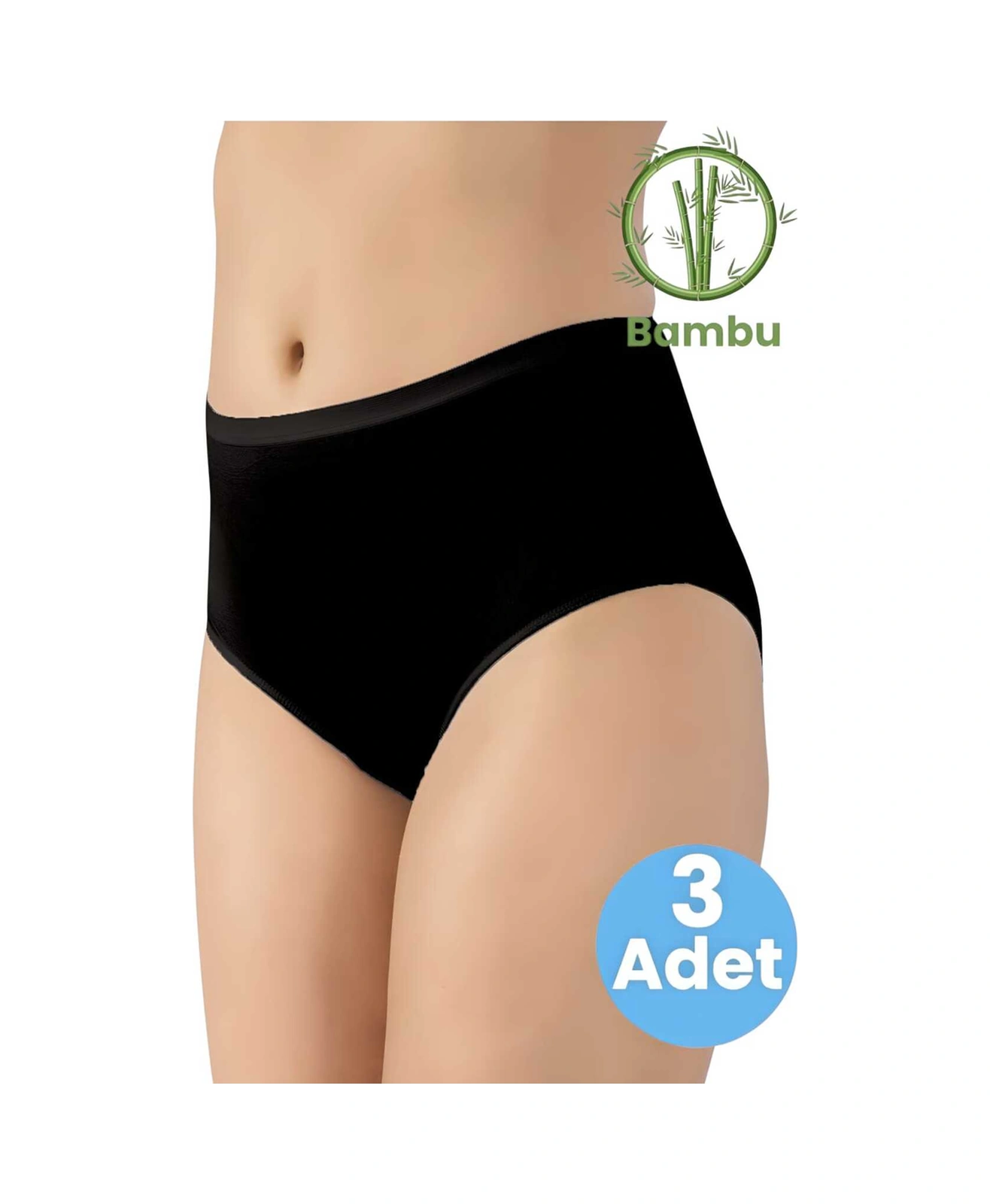 Tezzgelsin Kadın 3'lü Bambu İz Yapmaz Bato Külot Siyah