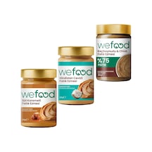 Wefood Süt Karamelli Fıstık Ezmesi 300 Gr + Hindistan Cevizli Fıstık Ezmesi 300 Gr + Keçiboynuzlu & Chialı Fıstık Ezmesi 300 Gr 8683347037247