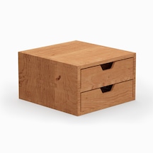 Desna İki Katlı İki Çekmeceli Dolap - Kiraz 18 Cm Uzunluk X 19 Cm Derinlik X 10.8 Cm Woodsaka Doğal Ahşap