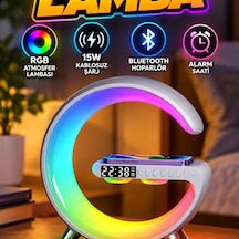 15w Kablosuz Şarjlı Atmosfer Lambası Bluetooth Hoparlör Ve Alarm Saatli
