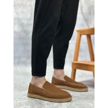 Ba0359 Boa Doğal Deri Tozu Bağcıksız Kauçuk El Yapımı Espadril Taban Taba Renk Erkek Ayakkabı Taba