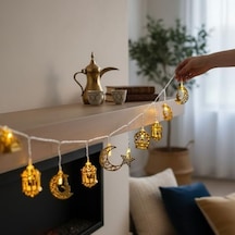 10 Lu 2 Metre Pilli Led Ramazan Kandil Temalı Dekoratif Işık, Sarı Işık 2 Modlu Aydınlatma, Oda Balkon Ve Duvar Süsleme İçin Uygun,şık Tasarım-ck1 Ramazan Işığı, 10 Lu 2 Metre 3 Renk