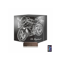 Luvivia Motosiklet Yarış Motoru Kişiye Özel 3d Lamba - Masa Gece Lambası V2 Şeffaf