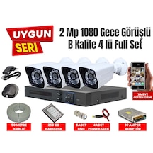 4 Kameralı 1080p Gece Görüşlü Harddisk Dahil Ful Güvenlik Kamera