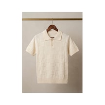 Flex Fashıon Yazlık Polo Yaka 5-12 Yaş Erkek Çocuk Triko Tişört Ekru Ekru - 873462808 Ekru