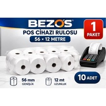 Termal Pos Cihazı Rulosu 56 Mm X 12 M - 10 Adet 1 Paket Yazar Kasa Slip Rulosu