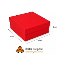 9x9x3 Cm Tam Kapaklı Selefonlu Süngerli Takı Kutusu - Kırmızı Demonte 50 Adet