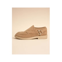 37brandshoes Bej Süet Tokalı Loafer Bej Bej