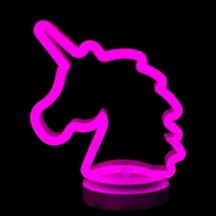 Neon Işıklı Unicorn Masa Gece Lambası Pil Usb Çok Renkli
