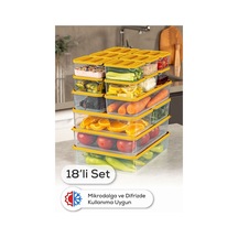 Vienev 18'li Buzdolabı Organizer + Saklama Kabı Turuncu 12x 350ml 2x 1,65lt 2x 1,75lt 2x 3,5lt Turuncu