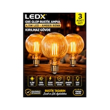 3 Adet G95 Rustik Led Ampul 4,5w Amber E27 ,balon Kırılmaz Gövde,500 Lümen,dekoratif Vintage Edison Glop Ampul 220v, Enerji Tasarruflu Uzun Ömürlü Led Lamba Seti