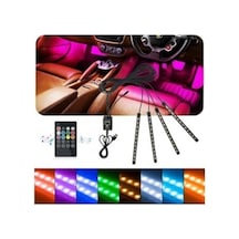 Kumandalı Led Ayak Altı Aydınlatma, 4x12 Fonksiyonlu 10 Parça Siyah