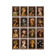 Giuseppe Arcimboldo Tabloları 16'lı Sticker Seti Laptop Defter Planlayıcı Etiket Çok Renkli