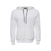 Wessi Kapşonlu Cepli Düz Krem Erkek Sweat Krem