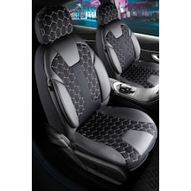 Fiat Bravo Emotion Deri Detaylı Oto Koltuk Kılıfı Ön Arka Set Siyah Beyaz Cyrus Scr