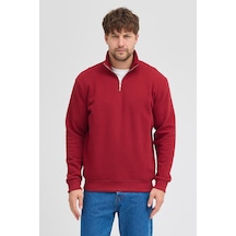 Unisex Regular Fit Rahat Kesim Pamuklu Içi Polarlı Yarım Fermuarlı Bordo Dik Yaka Sweatshirt Bordo Unisex Regular Fit Rahat Kesim Pamuklu Içi Polarlı Yarım Fermuarlı Bordo Dik Yaka Sweatshirt Bordo