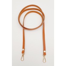 Angel Çanta Aksesuar Gerçek Deri Spagetti Model Turuncu Taba Light Gold Metal Çanta Sapı