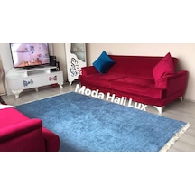 Mavi Kaymaz Tabanlı Halı Yıkanabilir Halı Kilim Yolluk