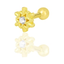 Gümüş Altın Yaldızlı Zirkon Taşlı Kar Tanesi Tragus Helix Piercing Küpe Altın