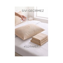4'lü Kahverengi Fermuarlı Sıvı Geçirmez Yastık Alezi Yastık Koruy