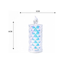 12 Adet Led Candle Kamp Küçük Boy Çap:5cm - Y: 9cm Pilli Led Mum Mika Kristal Plastik Yakut-13635 Çok Renkli