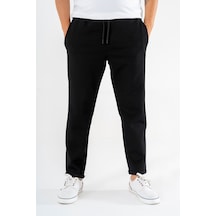 Souris Erkek Siyah Modern Fit Casual Jogger Pantolon Pike Dokulu Mevsimlik