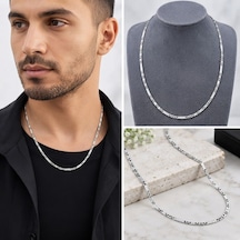 Premium Parlak Ve Şık Parlak Detaylı Gümüş Renk 316l Çelik Zincir Erkek Kolye 45 Cm