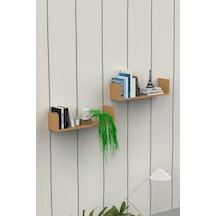 Ahşap Dekoratif Duvar Rafı İkili