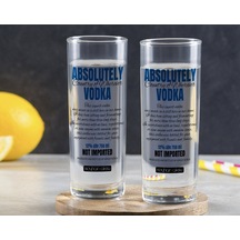 Kişiye Özel Renkli Baskılı Absolutely Vodka Tasarımlı İkili Vodka Bardağı-1 Sarı