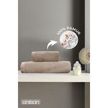 2'li El Ve Yüz Havlusu Seti - 50x80 - 30x50 Cm, %100 Pamuk, Spa Ve Otel Havlusu Bej