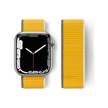 Newface Apple Watch 42mm Hasırlı Cırtcırtlı Kordon - Sarı Diğer