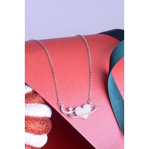 Innuendo Jewelry 925 Ayar Gümüş Taşlı Kalp Universe Kolye Gümüş